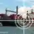 Montage of a container ship that has been taken by pirates, shown through an observer's cross-hairs