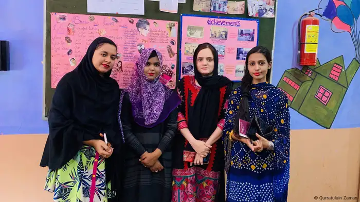 Four instructors of the Sindh Tech Skill Development Center for women and girls in Karachi