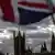 A union flag flies outside the British Parliament 