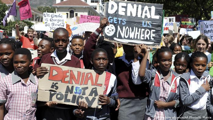 Students in South Africa protesting against climate change inaction
