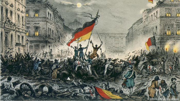 Kreidelithographie Revolution 1848 in Berlin