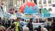 Paris climate protesters wave banners Paris climate protesters wave banners