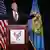 Джо Байден на фоне флагов США и штата Делавэр