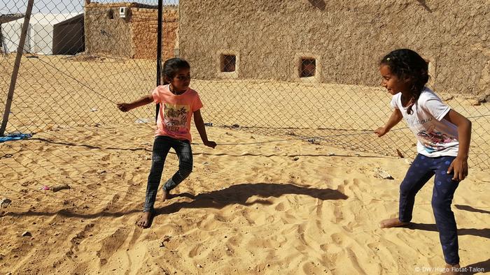 Sahraui children playing at a refugee camp in Algeria