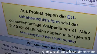 Wikipedia gegen EU-Urheberrechtsreform