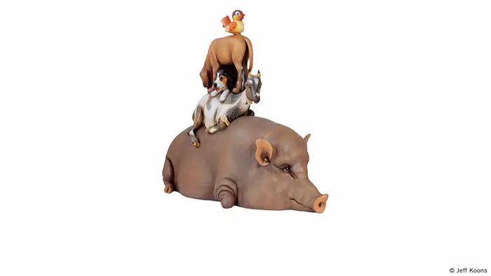 Five animals stacked on top of each other (Jeff Koons)