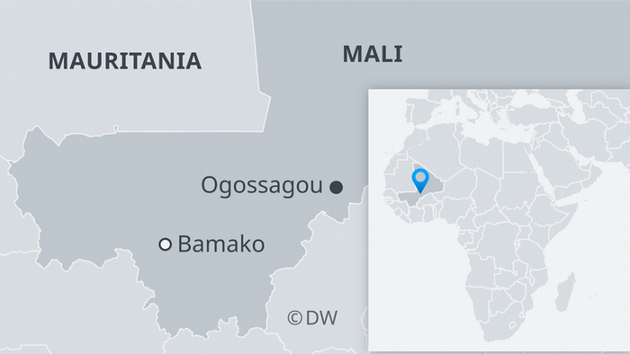 Infografik Karte Mali mit dem Dorf Ogossagou ES