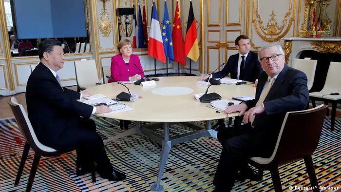 Merkel Macron Juncker Jinping in Frankreich