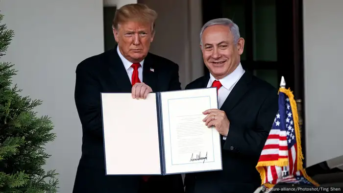 USA Trump und Netanjahu (picture-alliance/Photoshot/Ting Shen)