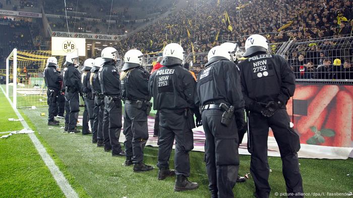 Police at a Bundesliga match in Dortmund