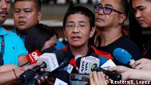 Rappler CEO and Executive Editor Maria Ressa is speaks to the media after posting bail in Pasig Regional Trial Court in Pasig City, Philippines, March 29, 2019. REUTERS/Eloisa Lopez