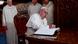 Pope Francis writes a message in the guest book of the mausoleum of Mohammed V in Rabat Pope Francis writes a message in the guest book of the mausoleum of Mohammed V in Rabat
