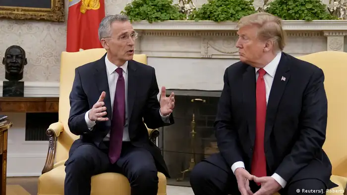 U.S. President Donald Trump listens while meeting with NATO Secretary General Jens Stoltenberg in the Oval Office at the White House in Washington, U.S., April 2, 2019. REUTERS/Joshua Roberts