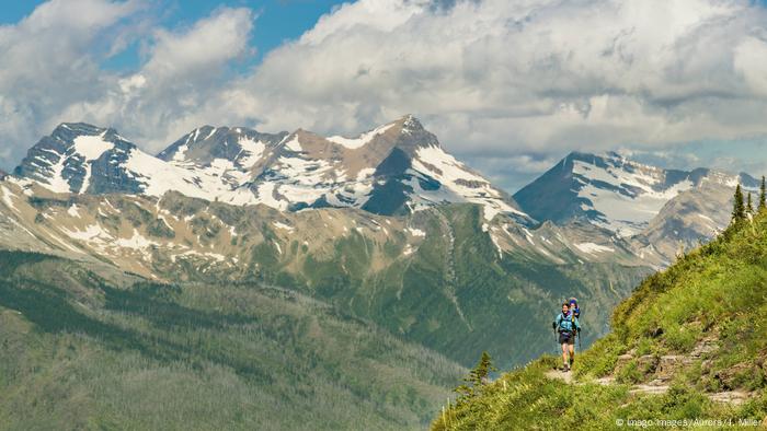 A hiker in the mountains 