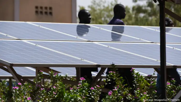 Solar panels in Mali. Photo credit: Imago Images/Le Pictorium.