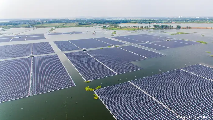 The world's largest floating solar power plant in a lake in Huainan, China