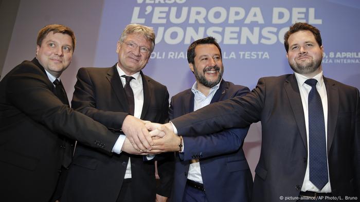 Olli Kotro, Jörg Meuthen, Matteo Salvini, Anders Vistisen