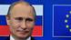Vladimir Putin in front of a Russian and EU flag in Brussels Vladimir Putin in front of a Russian and EU flag in Brussels