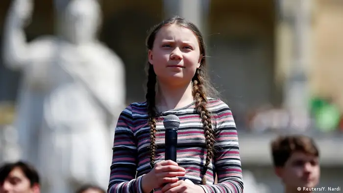 Greta Thunberg at the climate protest in Rome