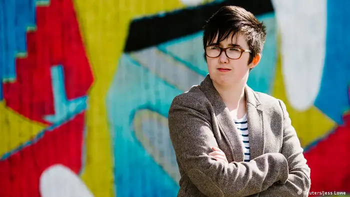 Journalist Lyra McKee poses for a portrait outside the Sunflower Pub on Union Street in Belfast