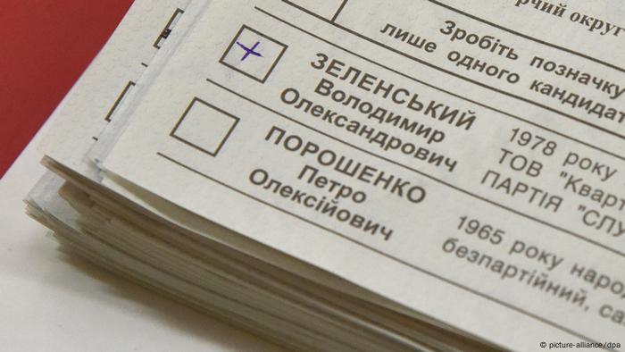 Ukrainischer Wahlzettel mit Stimme für Wolodymyr Selenskyj
