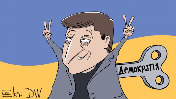 Karikatur von Sergey Jolkin Sieg vom Komiker Wolodymyr Selenskyj