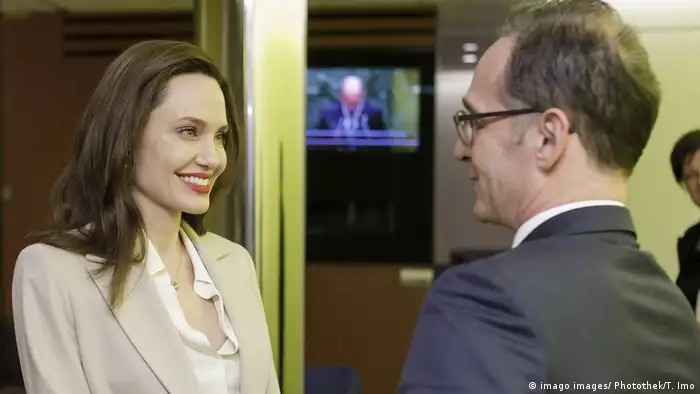 Bundesaussenminister Heiko Maas und UNHCR-Sondergesandte Angelina Jolie. (imago images/ Photothek/T. Imo)