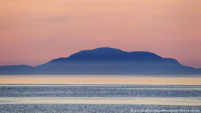 A view of North Uist Island after sunset