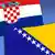 Staatsflagge von Kroatien (li. oben) und Bosnien-Herzegowina (re. unten) auf hellblauem Hintergrund. Symbolbild (Foto: DW)