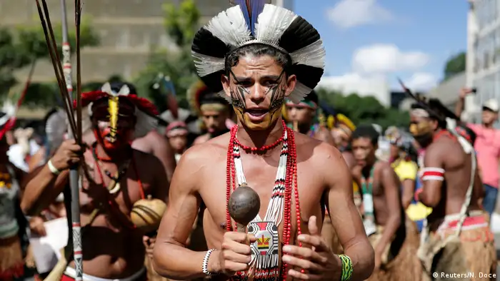 People from Brazil's 305 ethnic communities protesting in Brasilia