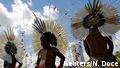 Indigenous people take part in a protest to defend indigenous land and cultural rights that they say are threatened by the right-wing government of Brazil's President Jair Bolsonaro, in Brasilia, Brazil, April 26, 2019. REUTERS/Nacho Doce