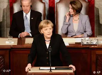 德国总理默克尔在美国国会演讲