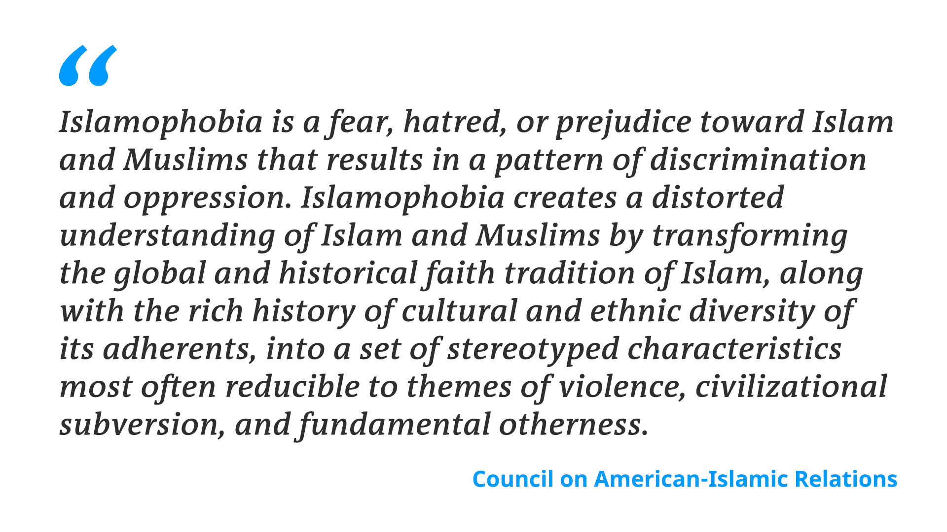 Council on American-Islamic Relations statement on Islamophobia