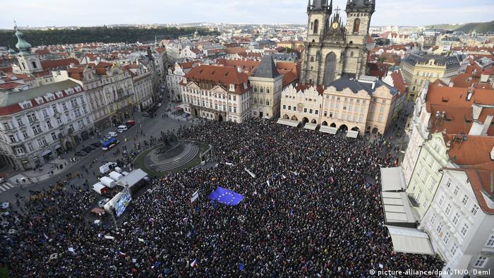 Thousands of people join a protest in Prague against Czech Prime Minister Andrej Babis