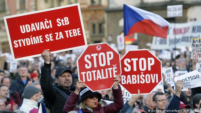 Thousands of people join a protest in Prague against Czech Prime Minister Andrej Babis