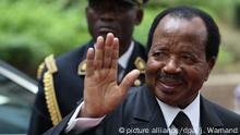 ARCHIV - 02.04.2014, Belgien, Brüssel: Paul Biya, Präsident der zentralafrikanischen Republik Kamerun, kommt zum 4. EU-Afrika-Gipfel in das Hauptquartier des Europäischen Rats. (zu dpa Kameruns Langzeitpräsident Paul Biya leistet Amtseid am 06.11.2018) Foto: Julien Warnand/EPA/dpa +++ dpa-Bildfunk +++ |
