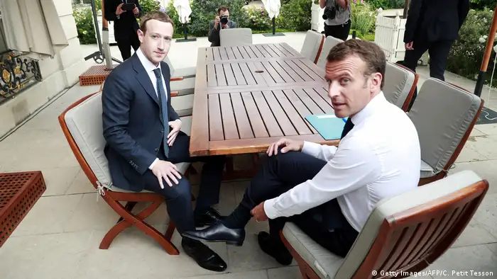 Mark Zuckerberg and Emmanuel Macron in Paris last week