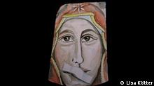 Gemälde Der verklebte Mund der Maria. Unter CC BY-ND 4.0 Lizenz frei verwendbar. Quelle: http://www.mariazweipunktnull.de/downloads/ (c) Lisa Kötter