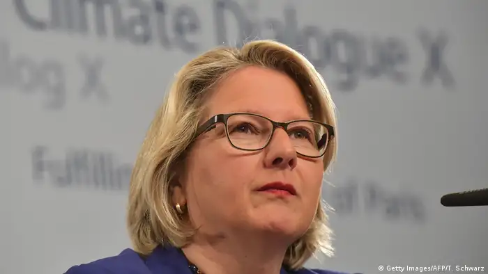 German Environment Minister Svenja Schulze addresses a news conference at the opening of the 10th Petersberger Klimadialog climate conference in Berlin on May 13, 2019.