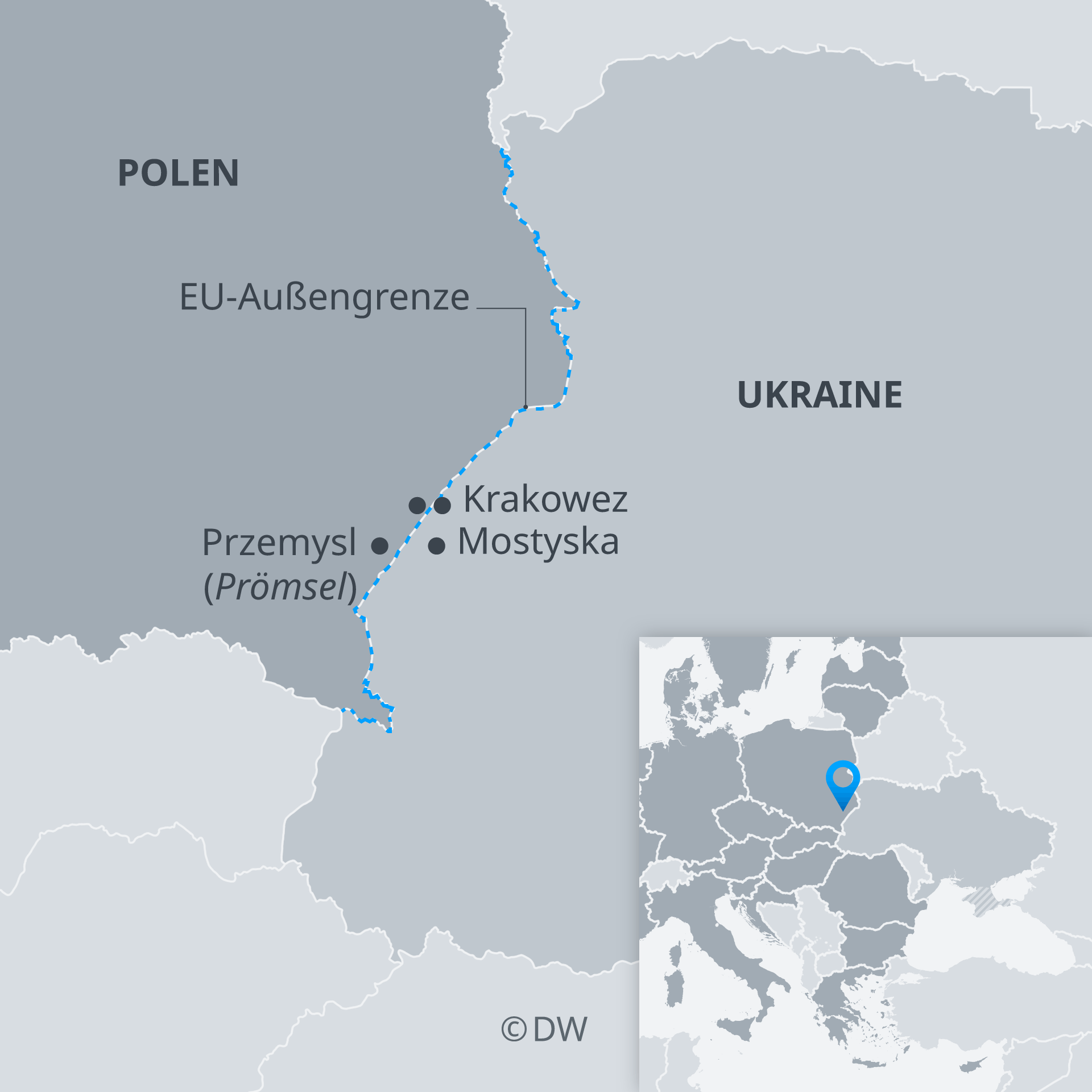 mapa popularnych ukraińsko-polskich przejść granicznych