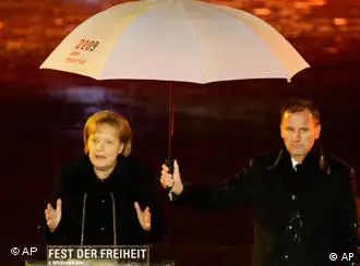 德国总理默克尔出席柏林墙倒塌20周年庆祝活动