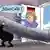 Карикатура Сергея Елкина. Владимир Путин через открытую дверь, на которой нарисован флаг Германии, затаскивает на спине трубу с надписью "Северный поток-2". У двери стоит Ангела Меркель и командует: "Заносите!"