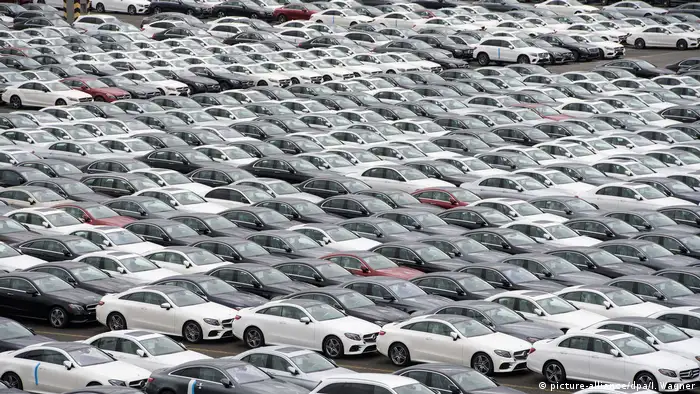 New Mercedes-Benz automobiles ready to be shipped to the US