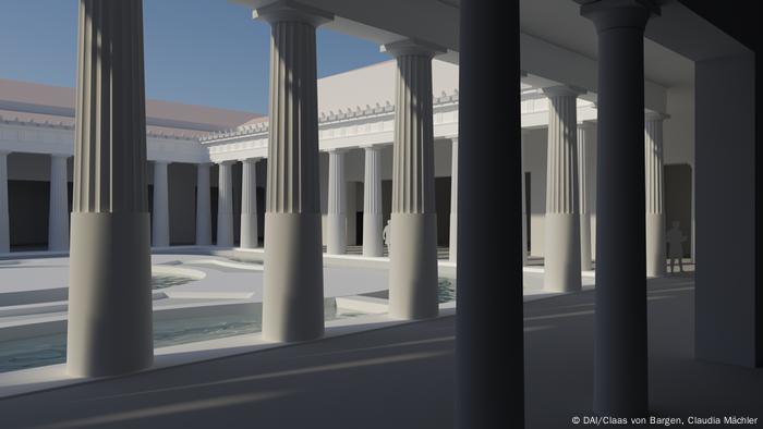 Modell des Leonidaion in Olympia (DAI/Claas von Bargen, Claudia Mächler)