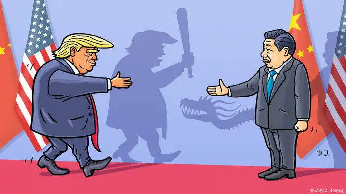 Karikatur von Dominik Joswig Handelsstreit USA-China