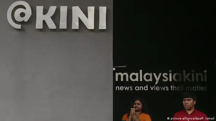 Editors in front of Malaysiakini offices at Petaling Jaya, outside Kuala Lumpur, Malaysia