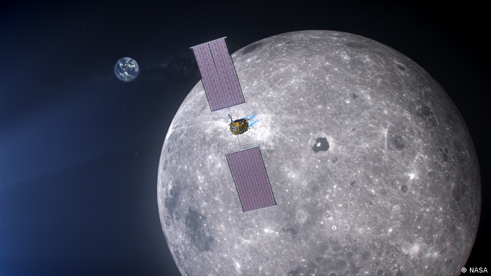 An artist rendering of an Artemis lunar satellite 
