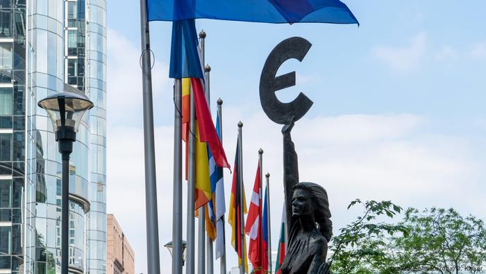 Belgium Brussels statue Europe in front of European Parliament