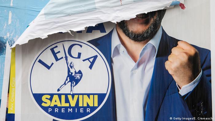 Lega campaign poster torn halfway down