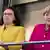 Andrea Nahles ao lado de Merkel: social-democratas forma coalizão de governo na Alemanha